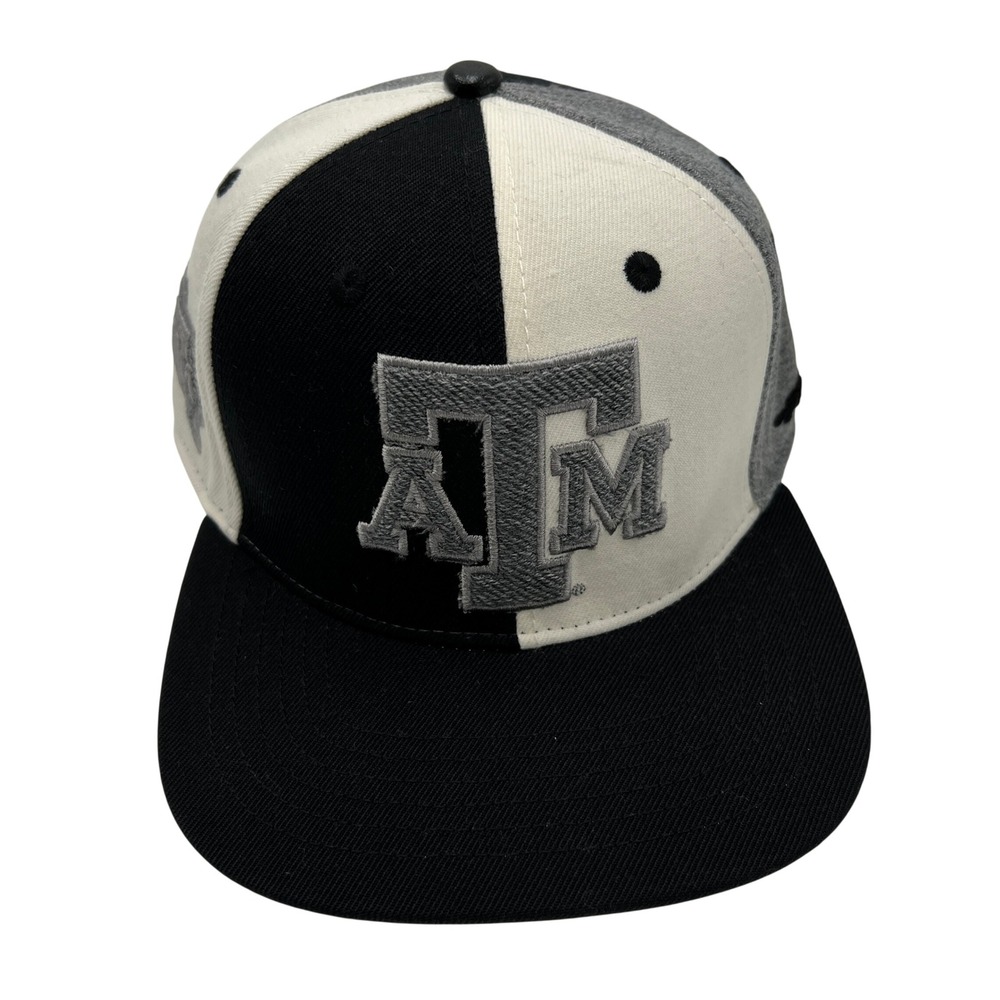 Pro Standard Texas AM Aggies Snapback Hat Black White Grey Wool Leather Button